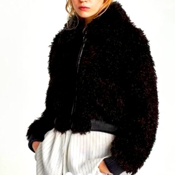 Zara Jackets & Blazers - Zara Teddy Crop Jacket || Black